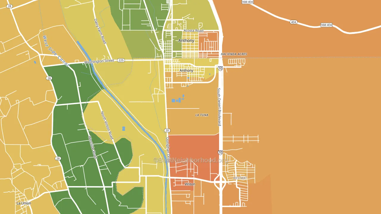Anthony, TX block-group voter-turnout map