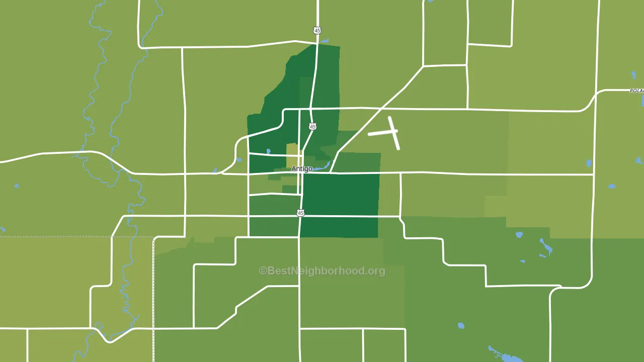 Antigo, WI block-group voter-turnout map