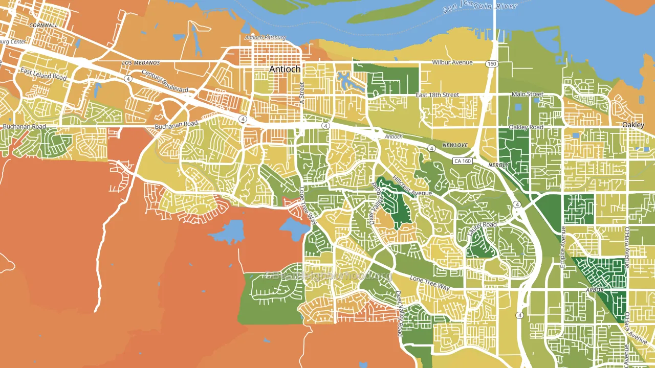 Antioch, CA block-group voter-turnout map