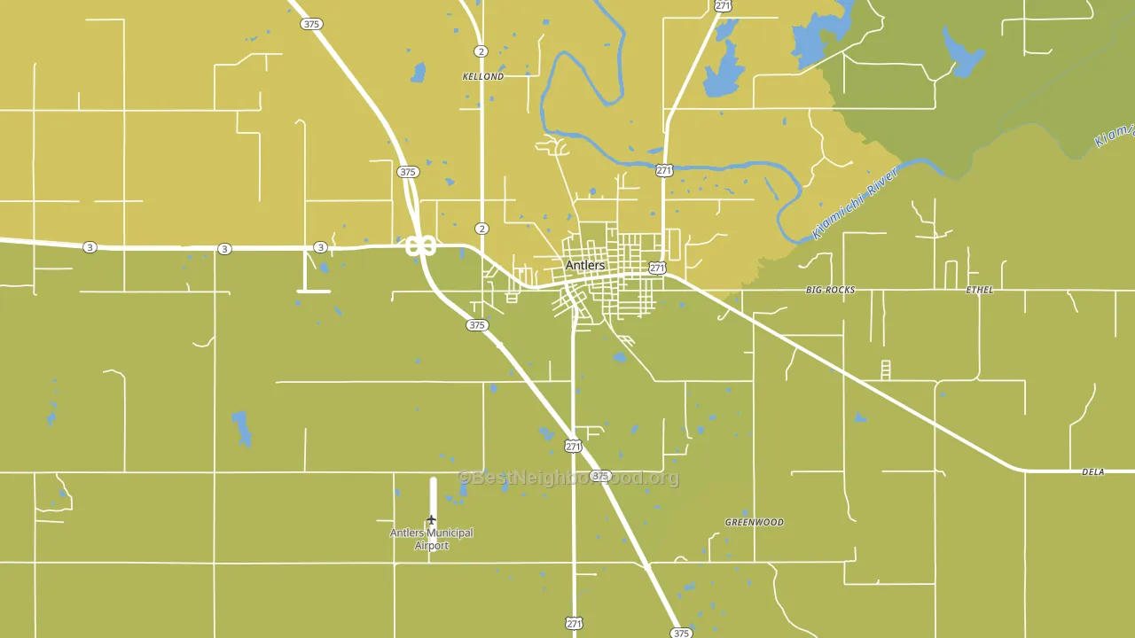 Antlers, OK block-group voter-turnout map