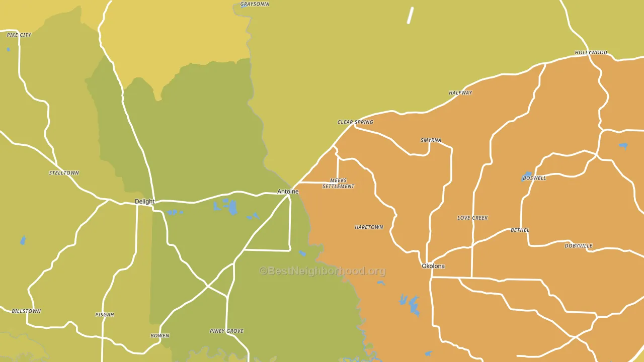 Antoine, AR block-group voter-turnout map