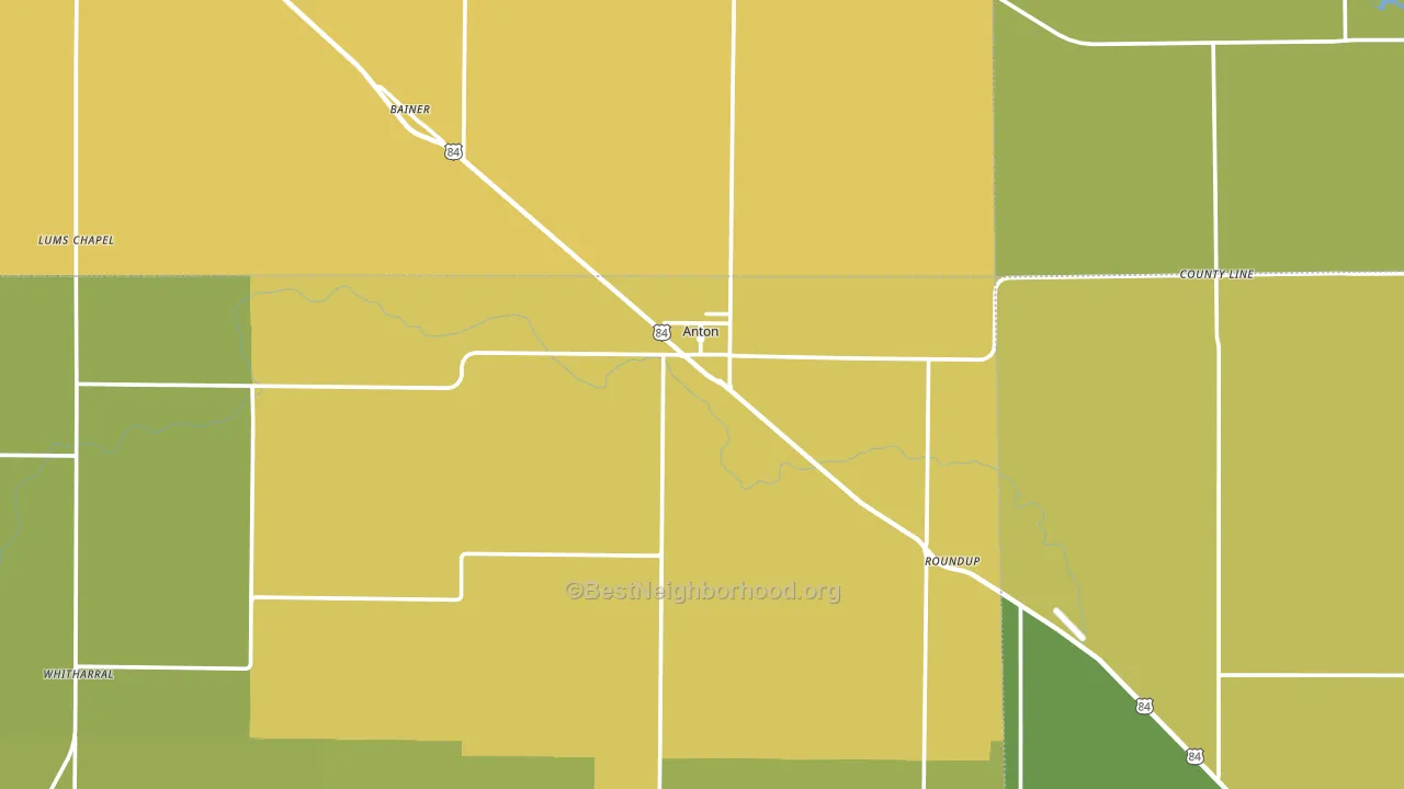 Anton, TX block-group voter-turnout map