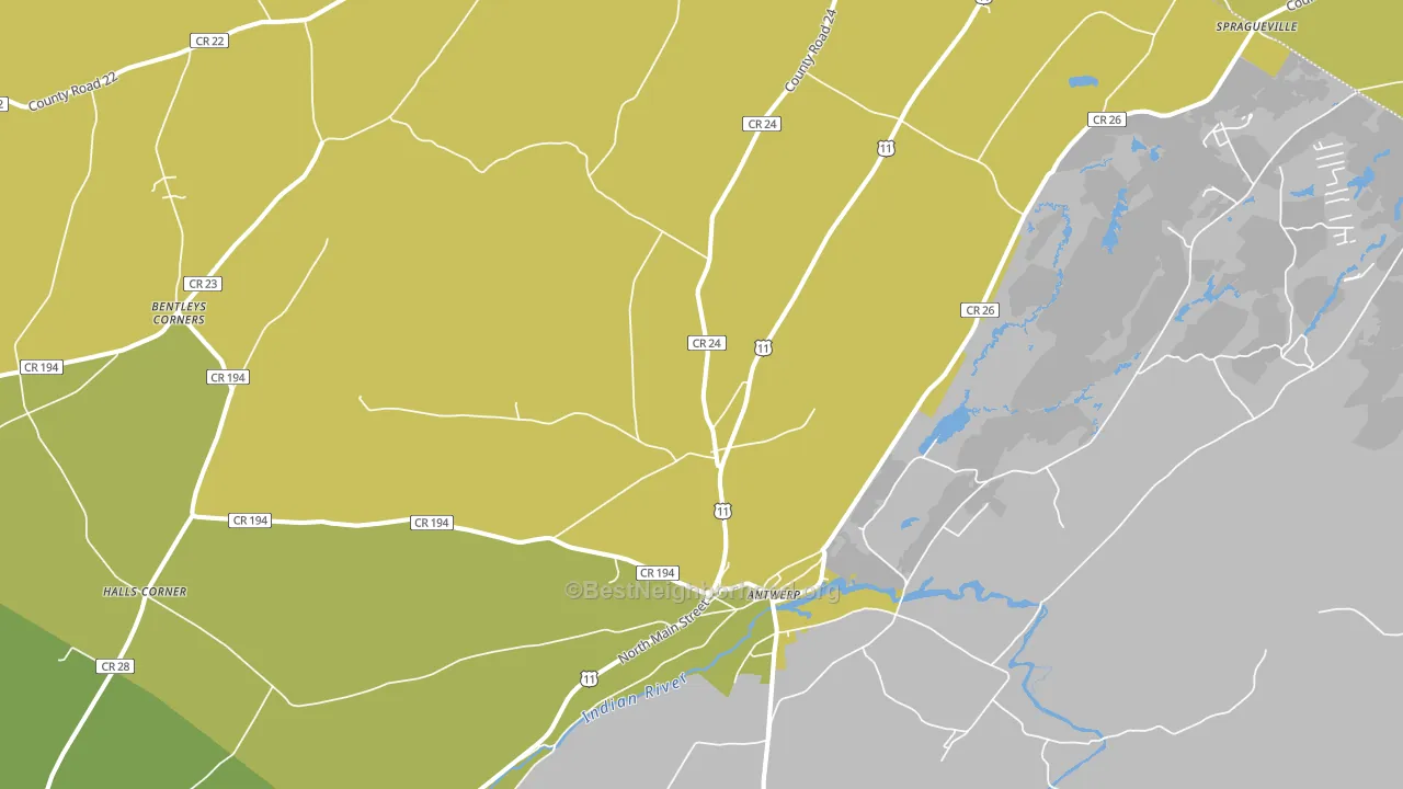 Antwerp, NY block-group voter-turnout map