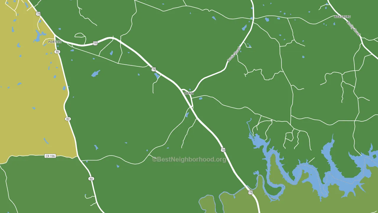 Aonia, GA block-group voter-turnout map