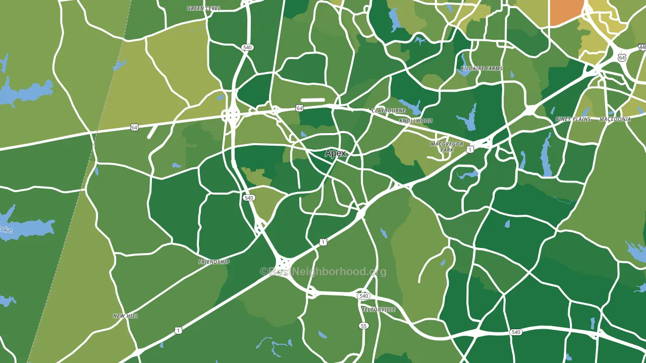 Apex, NC block-group voter-turnout map