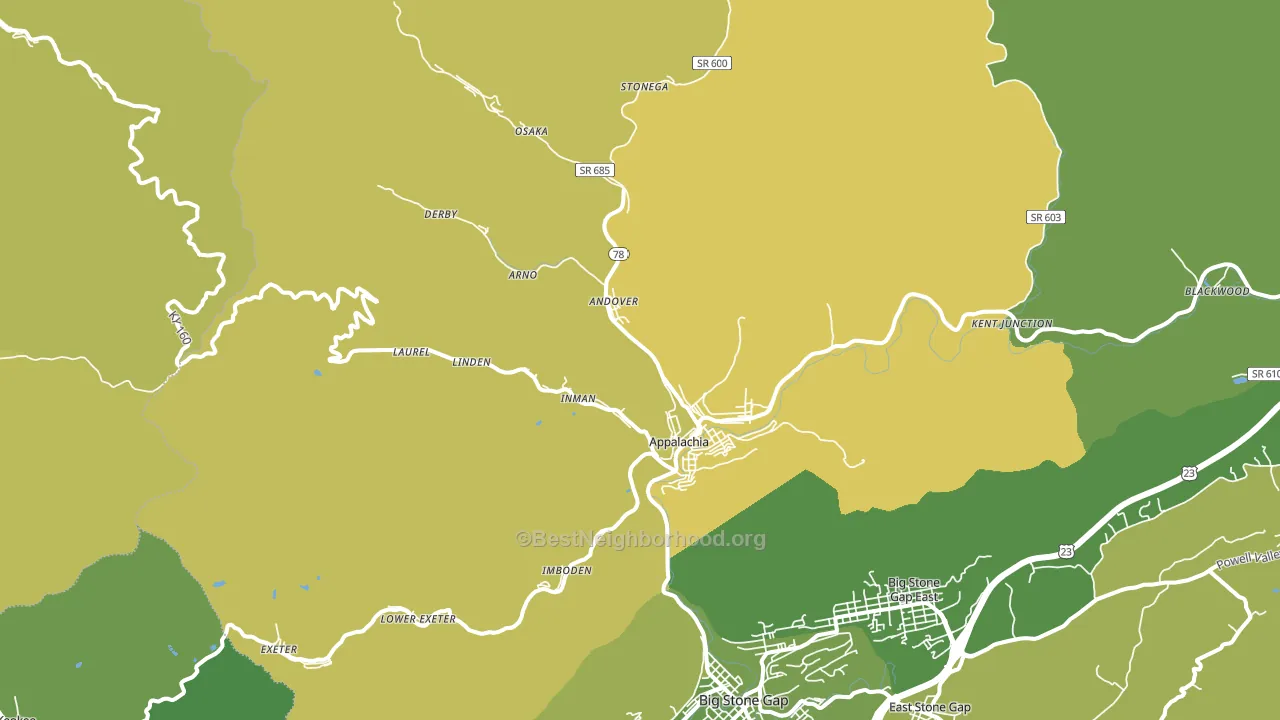 Appalachia, VA block-group voter-turnout map