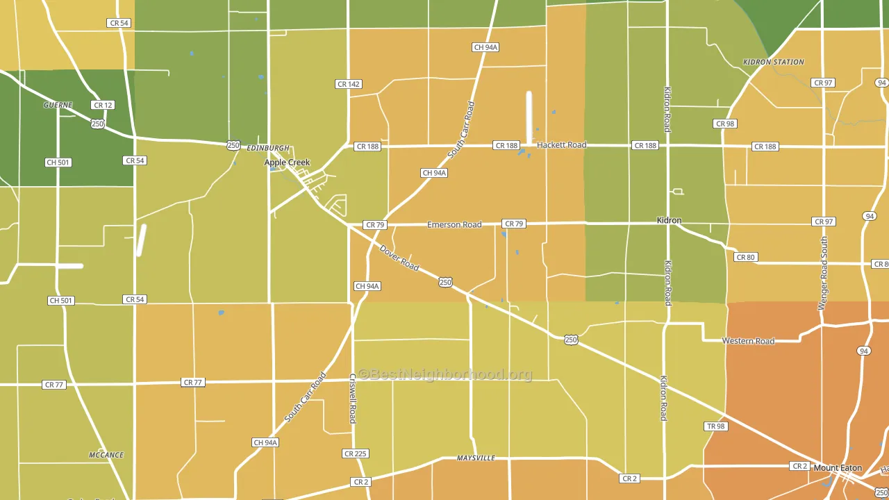Apple Creek, OH block-group voter-turnout map