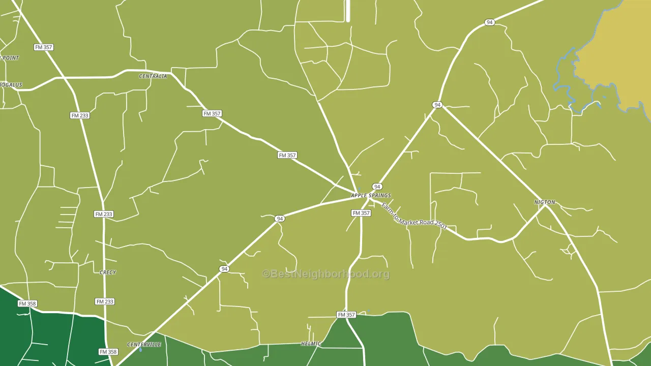 Apple Springs, TX block-group voter-turnout map