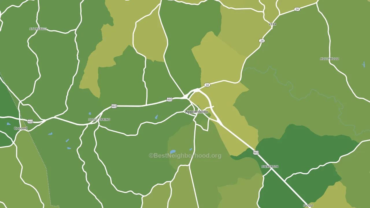 Appomattox County, VA block-group voter-turnout map