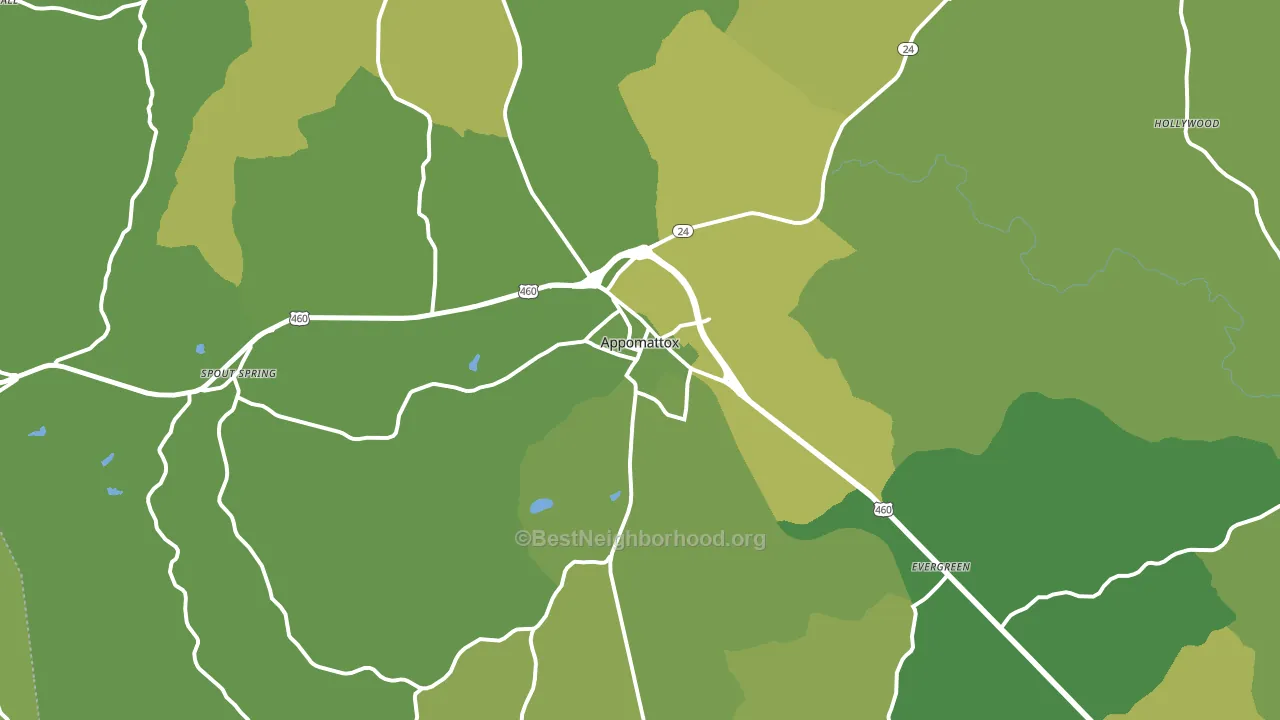Appomattox, VA block-group voter-turnout map