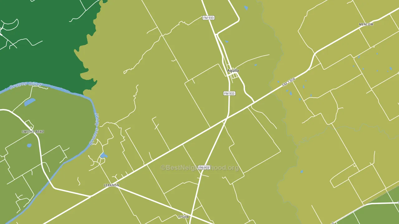 Aquilla, TX block-group voter-turnout map
