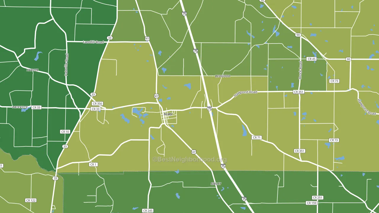 Arabi, GA block-group voter-turnout map