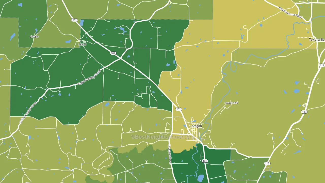 Aragon, GA block-group voter-turnout map
