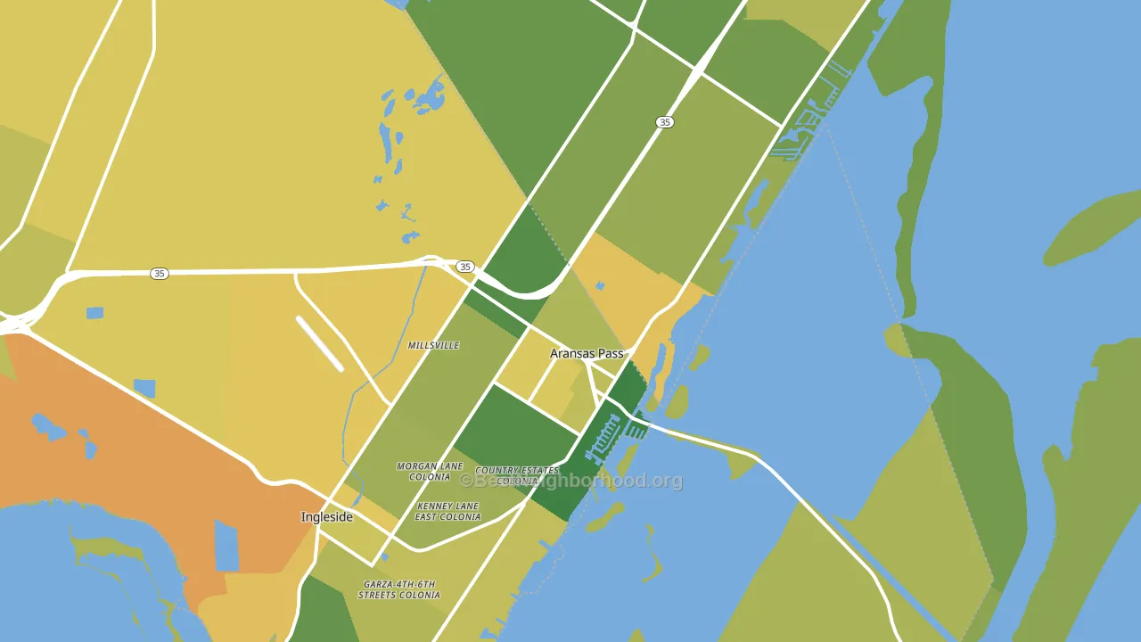 Aransas Pass, TX block-group voter-turnout map