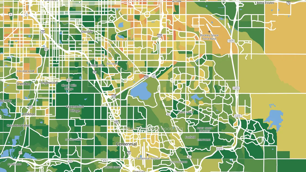Arapahoe County, CO block-group voter-turnout map
