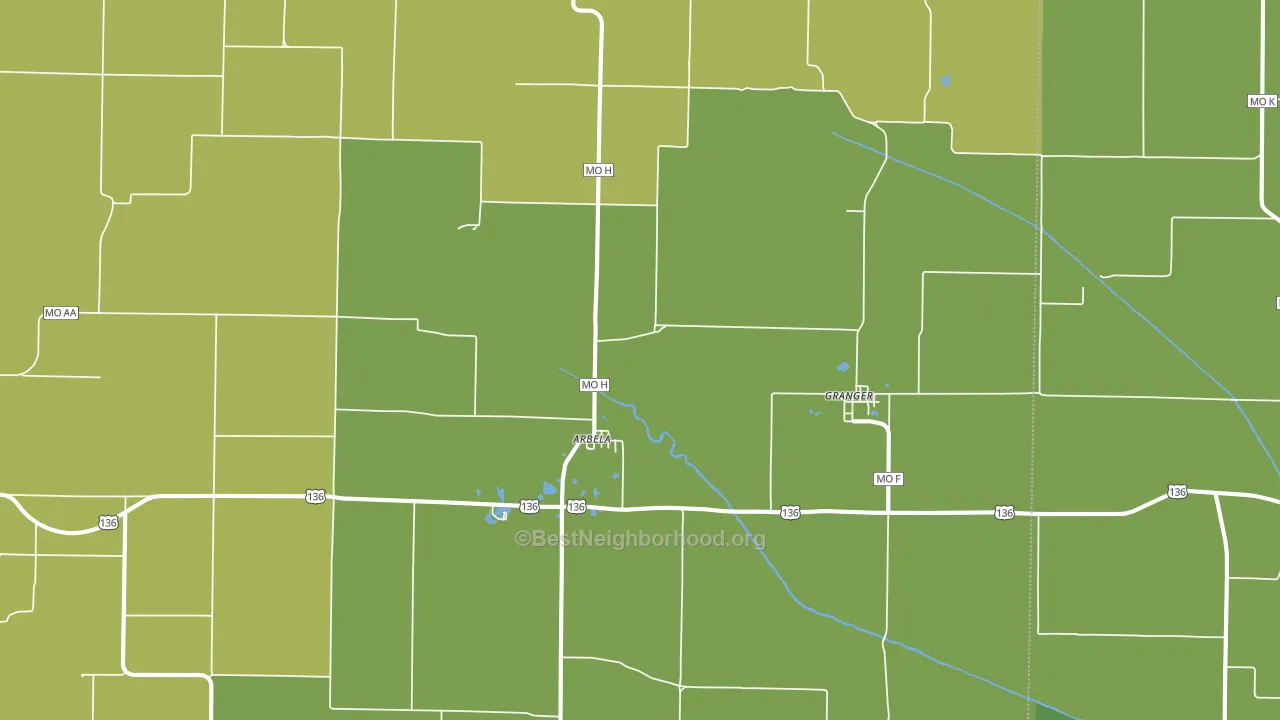 Arbela, MO block-group voter-turnout map