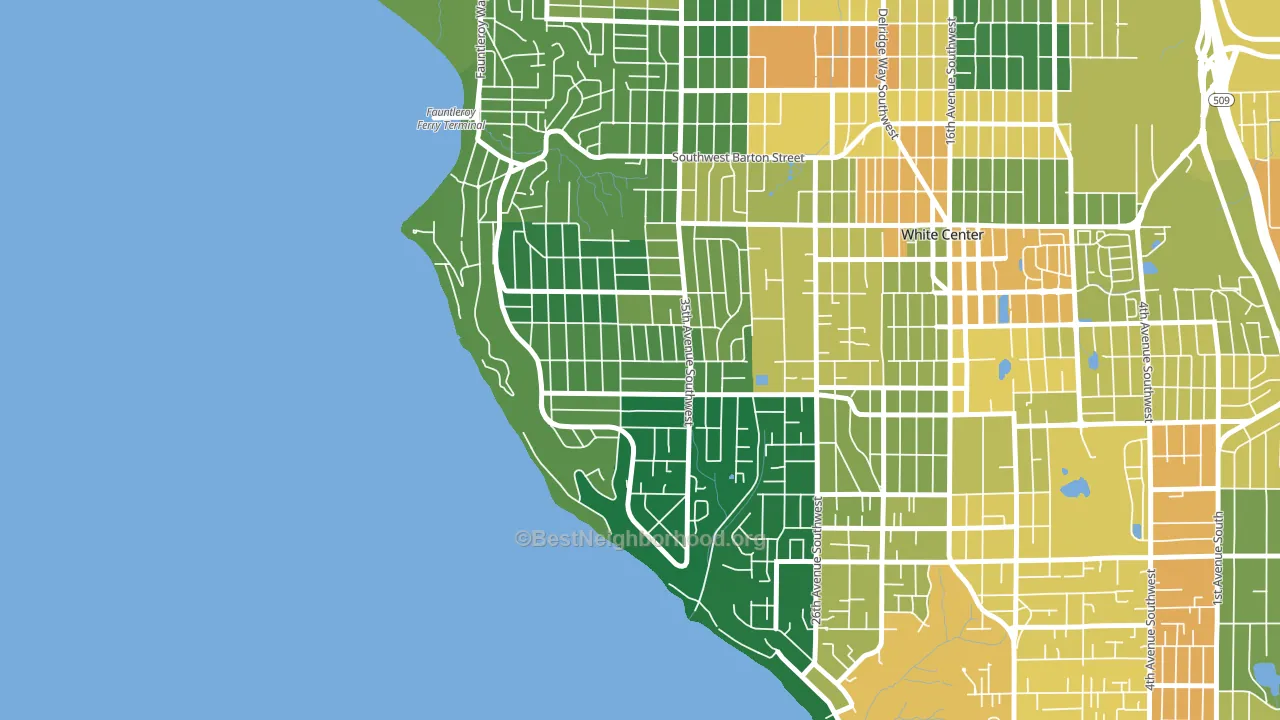 Arbor Heights, Seattle, WA block-group voter-turnout map