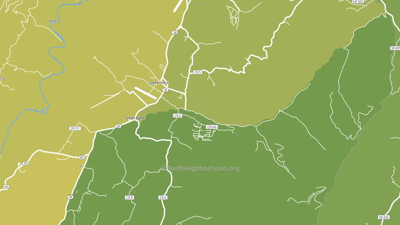 Arbovale, WV block-group voter-turnout map