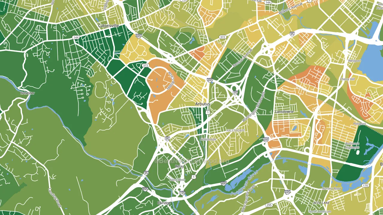 Arbutus, MD block-group voter-turnout map