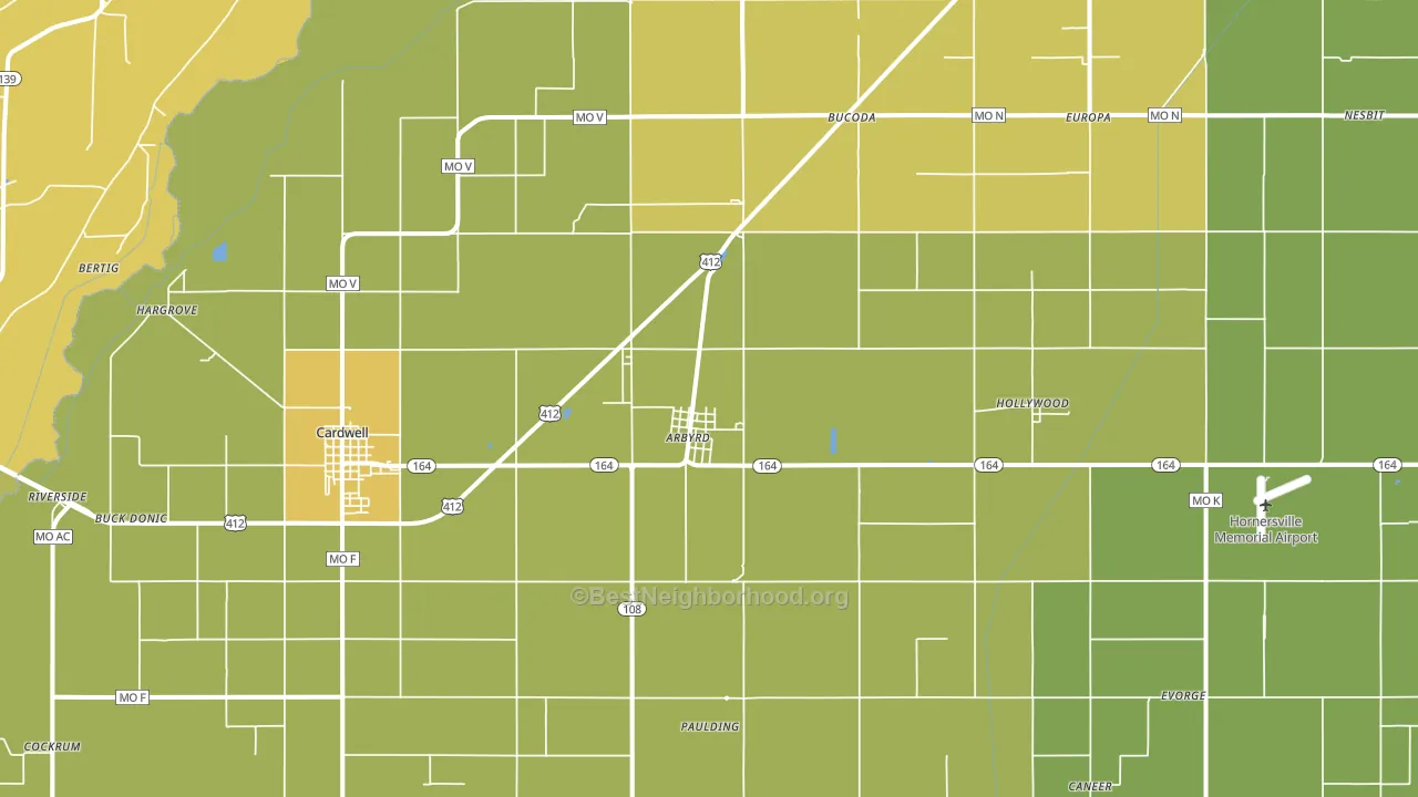 Arbyrd, MO block-group voter-turnout map