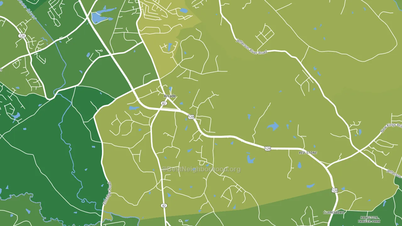 Arcade, GA block-group voter-turnout map