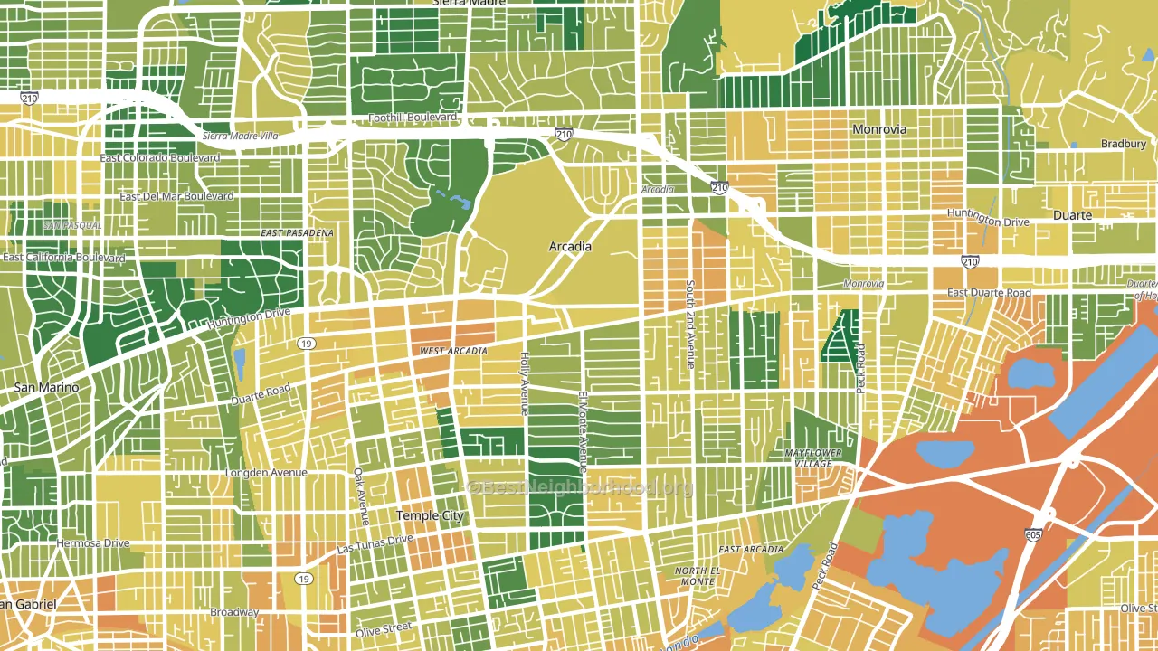 Arcadia, CA block-group voter-turnout map
