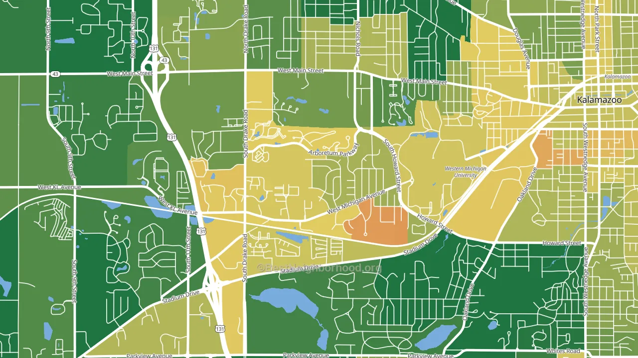 Arcadia, Kalamazoo, MI block-group voter-turnout map