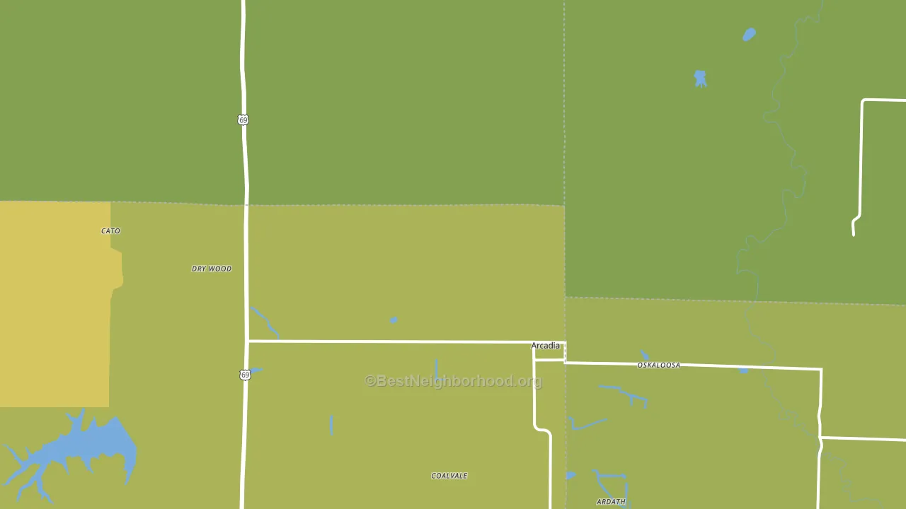 Arcadia, KS block-group voter-turnout map