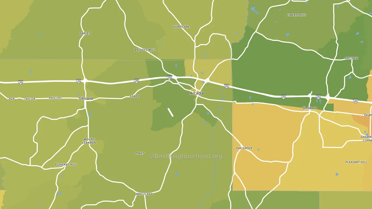 Arcadia, LA block-group voter-turnout map
