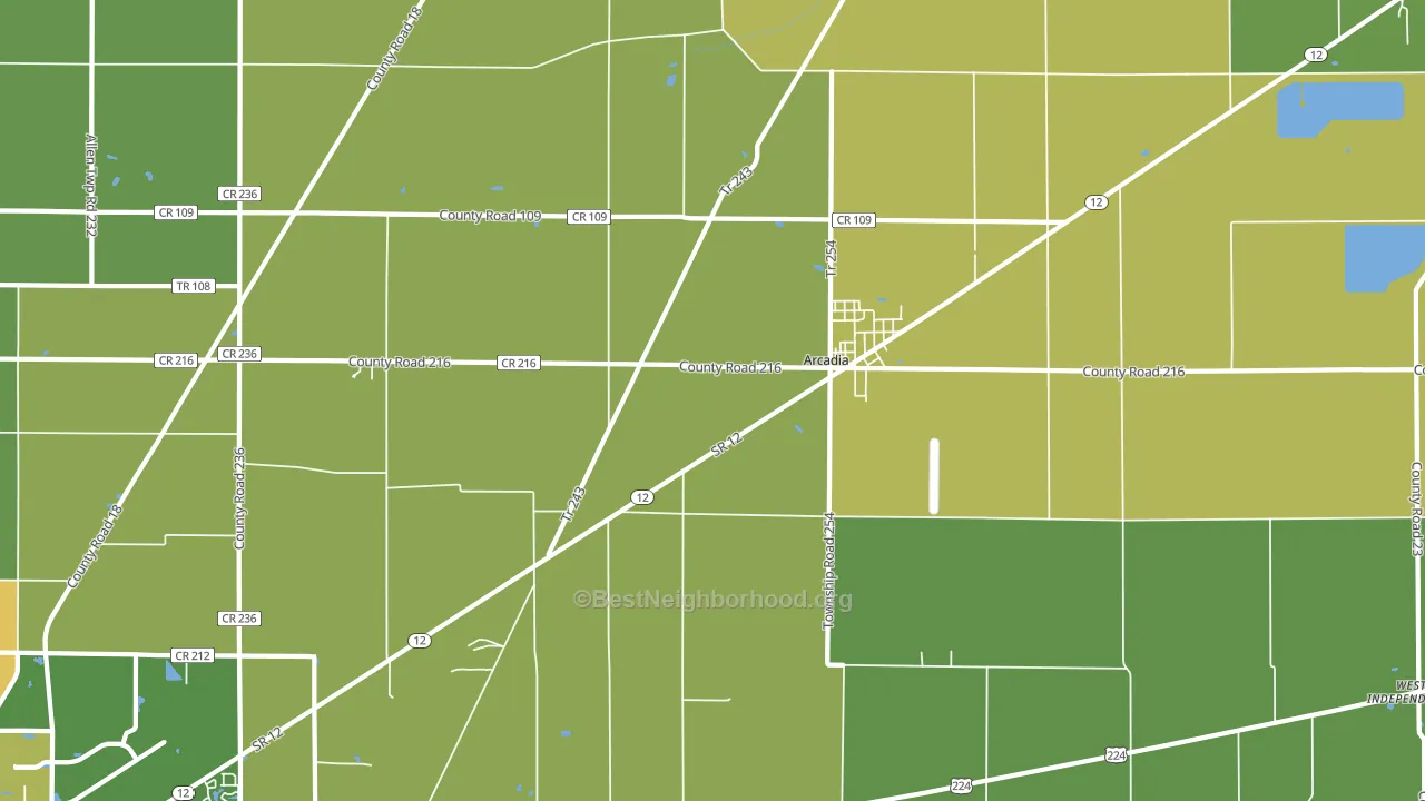 Arcadia, OH block-group voter-turnout map