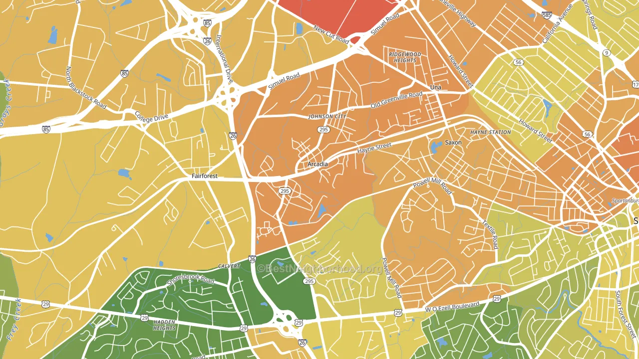 Arcadia, SC block-group voter-turnout map