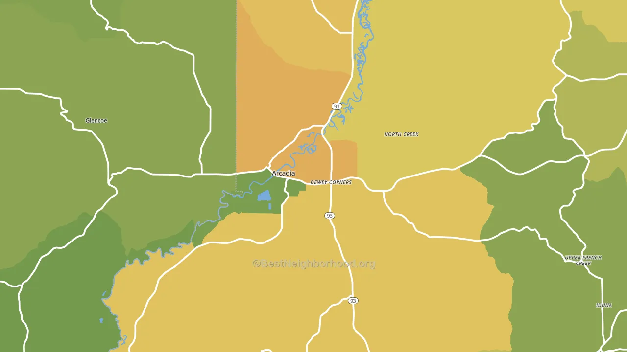 Arcadia, WI block-group voter-turnout map