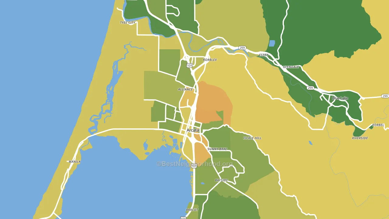 Arcata, CA block-group voter-turnout map