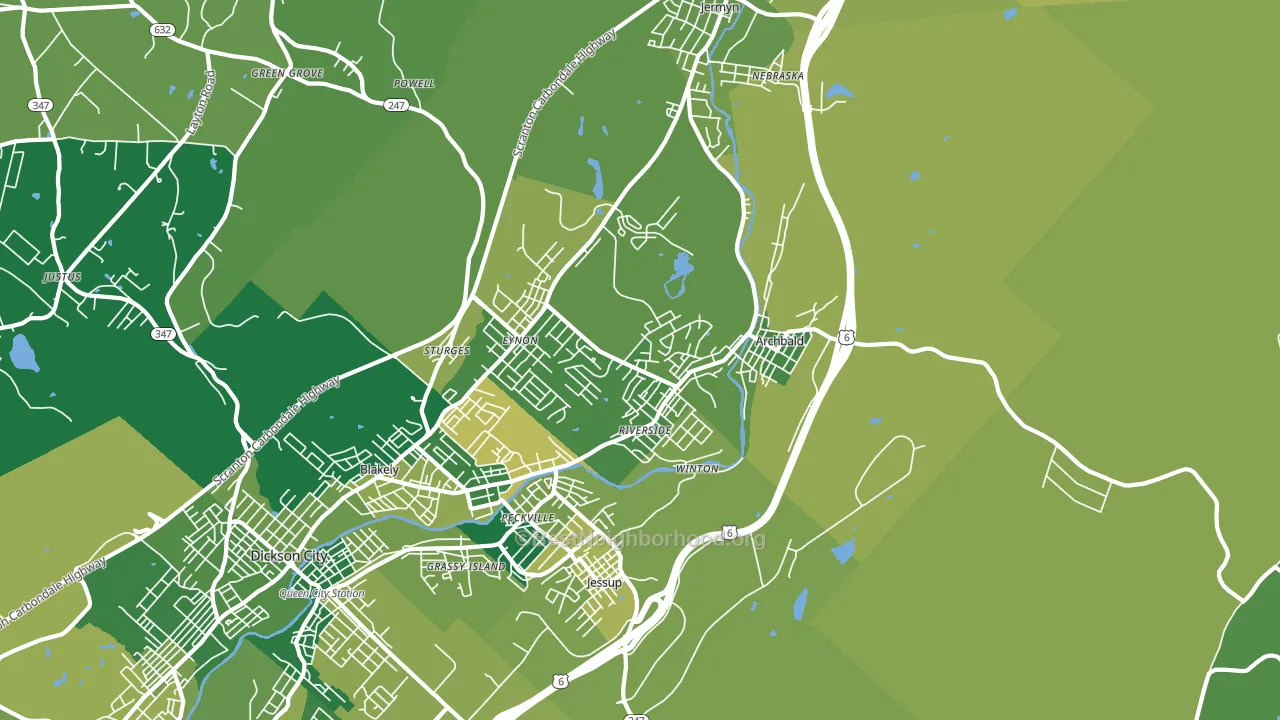 Archbald, PA block-group voter-turnout map