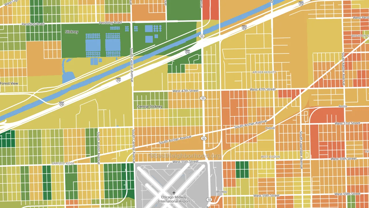 Archer Limits, Chicago, IL block-group voter-turnout map