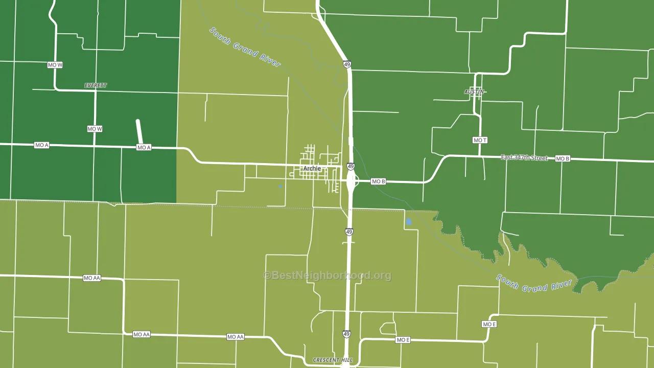Archie, MO block-group voter-turnout map