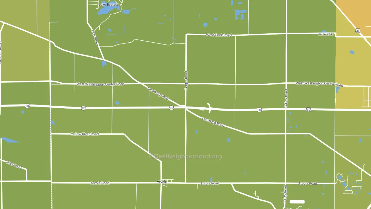 Arcola, IN block-group voter-turnout map