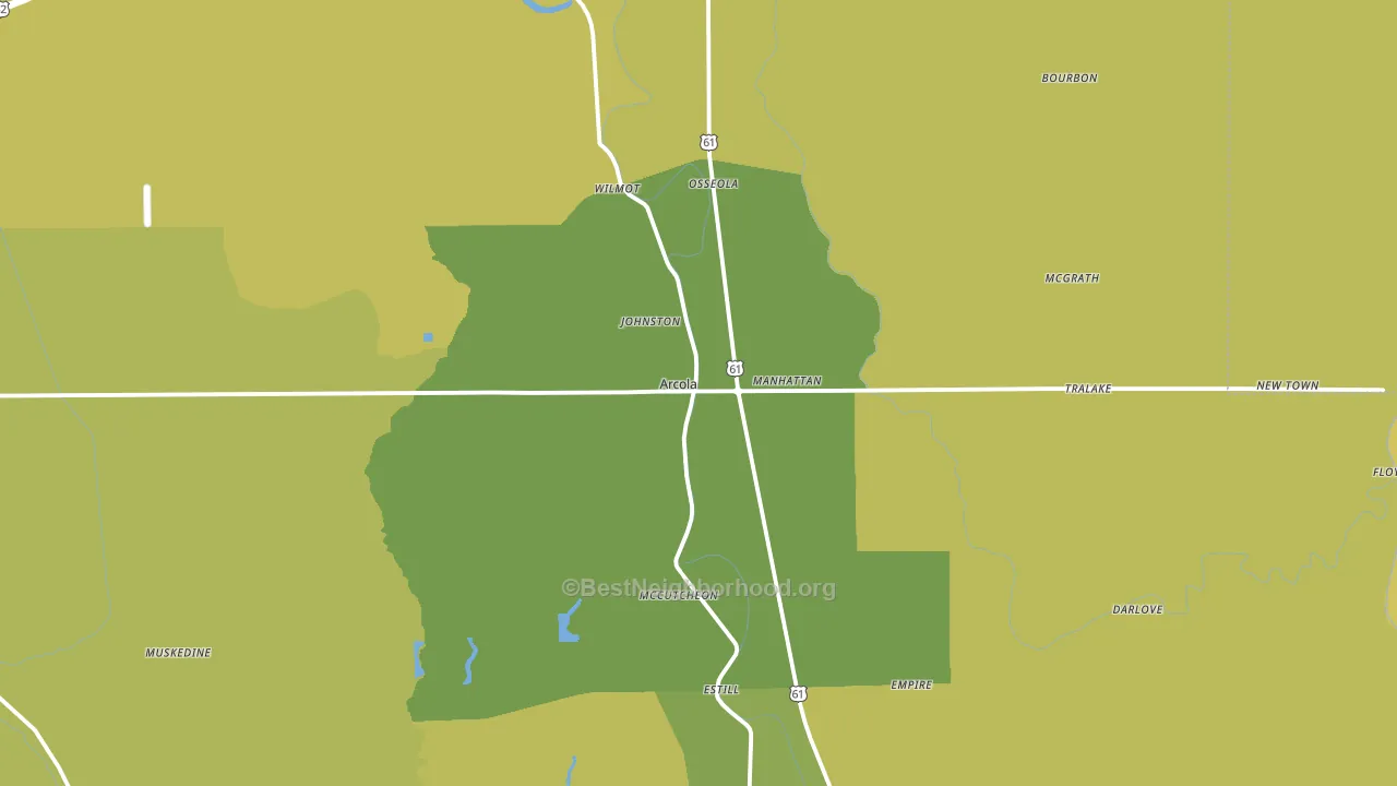 Arcola, MS block-group voter-turnout map