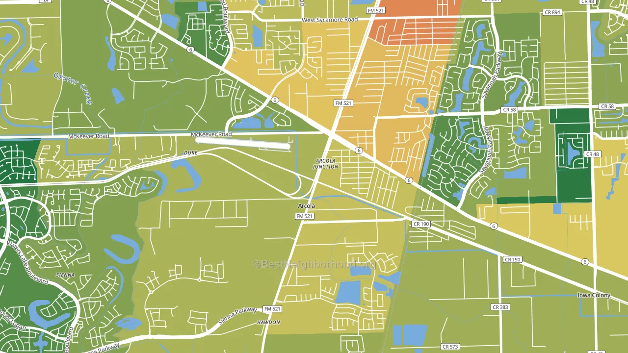 Arcola, TX block-group voter-turnout map