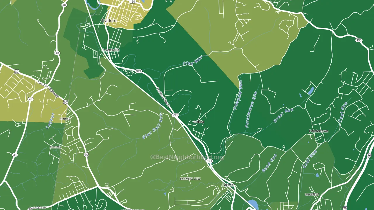 Ardara, PA block-group voter-turnout map