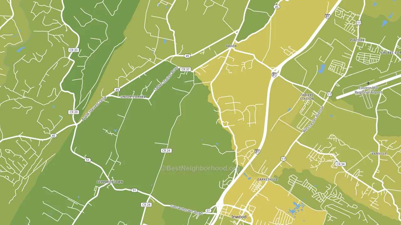 Arden, Martinsburg, WV block-group voter-turnout map