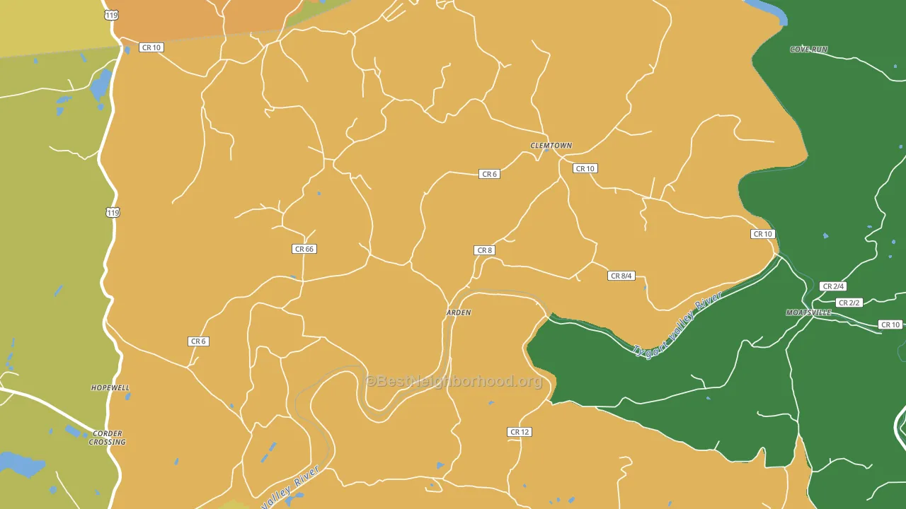 Arden, WV block-group voter-turnout map