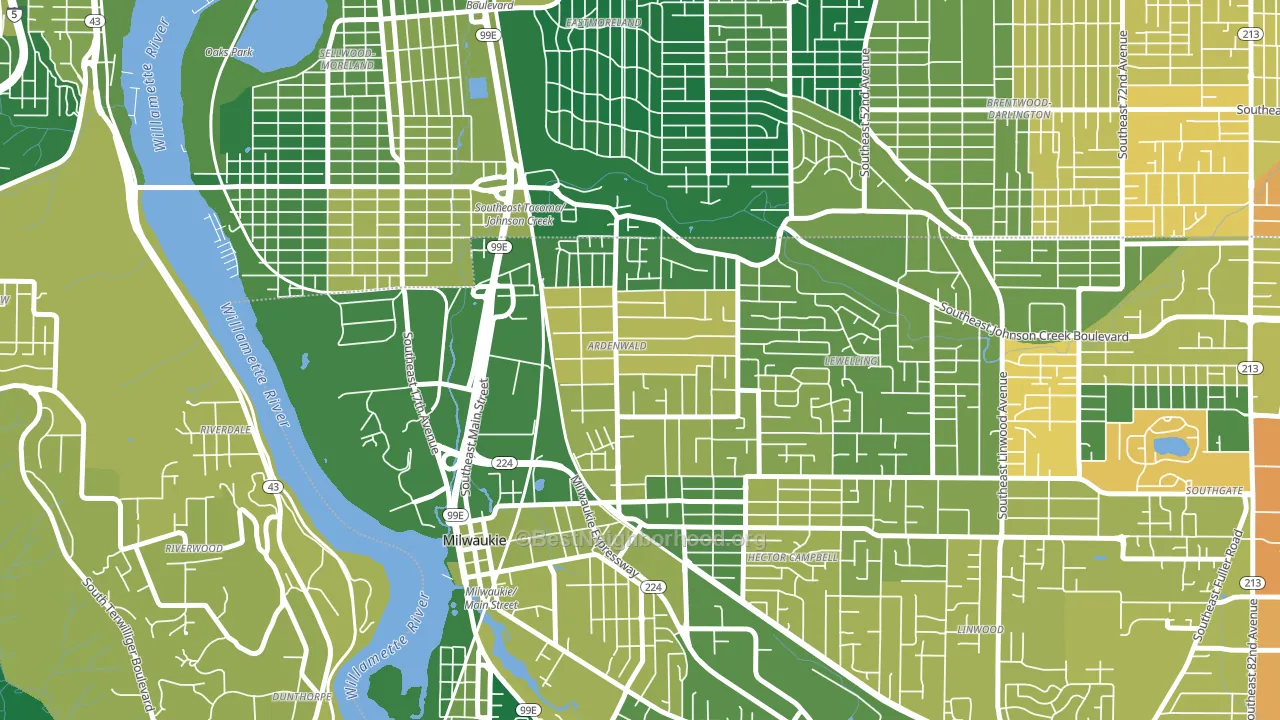 Ardenwald, Milwaukie, OR block-group voter-turnout map