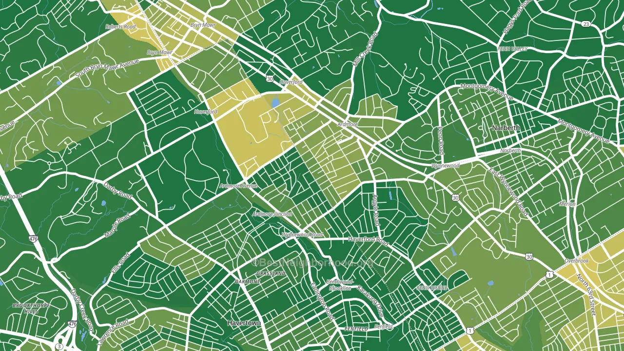 Ardmore, PA block-group voter-turnout map