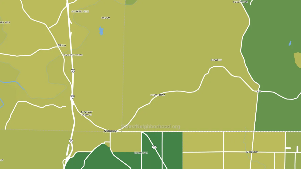 Ardmore, TN block-group voter-turnout map