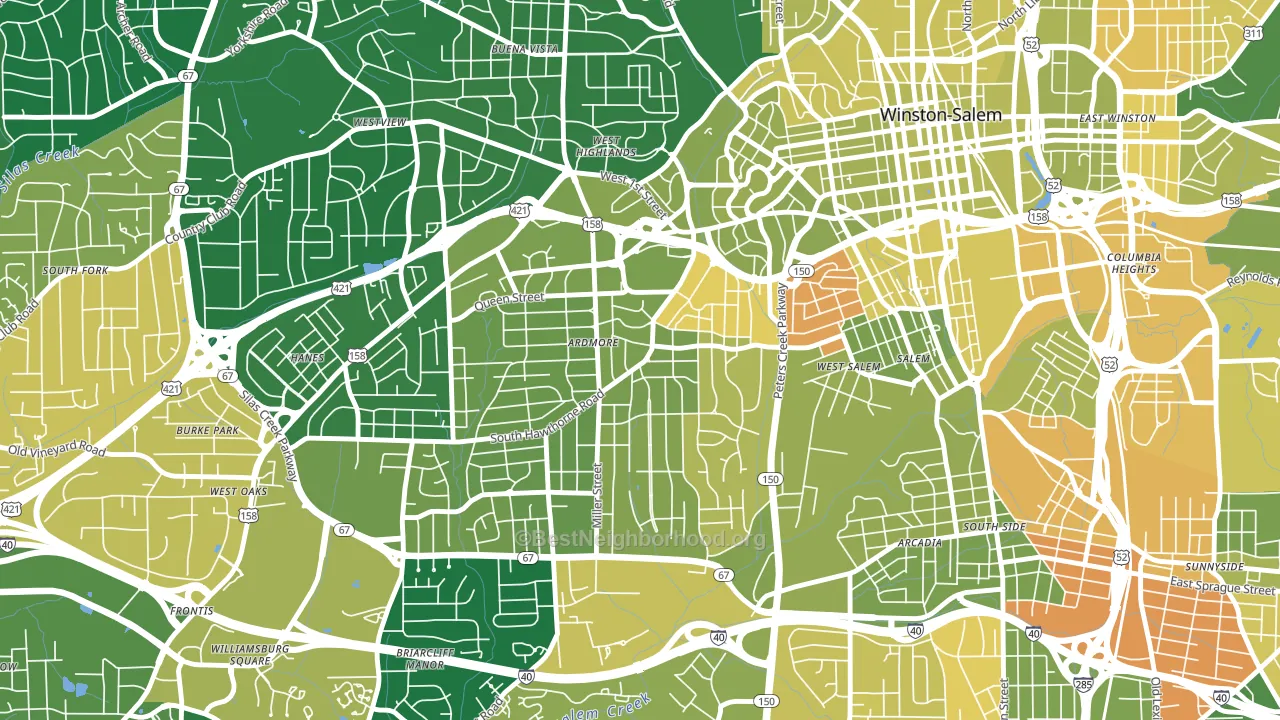 Ardmore, Winston-Salem, NC block-group voter-turnout map