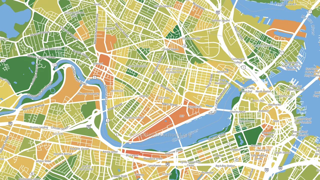 Area IV, Cambridge, MA block-group voter-turnout map