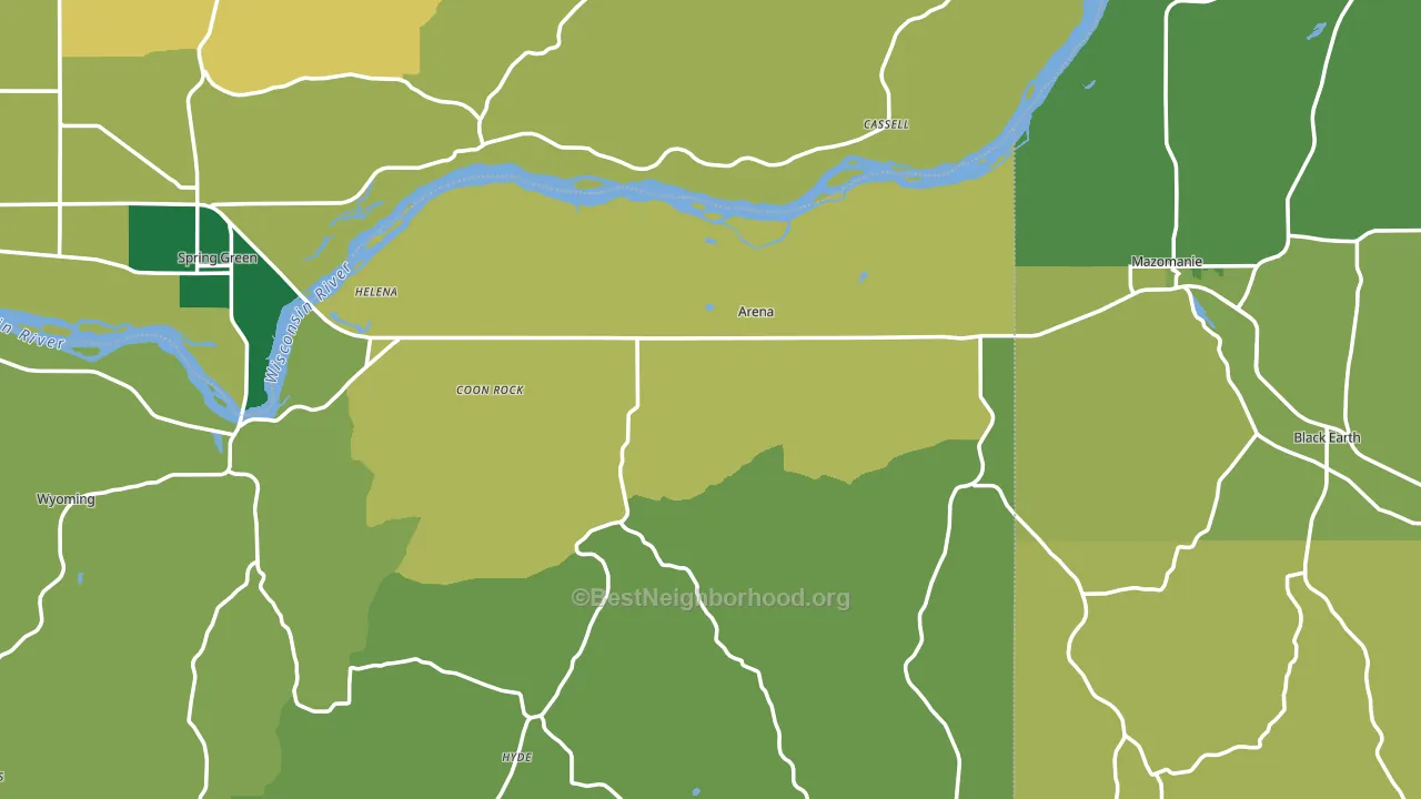 Arena, WI block-group voter-turnout map
