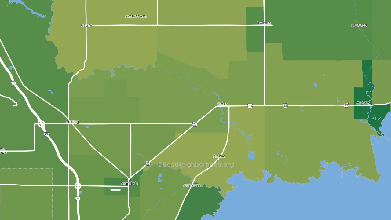Arenac County, MI block-group voter-turnout map