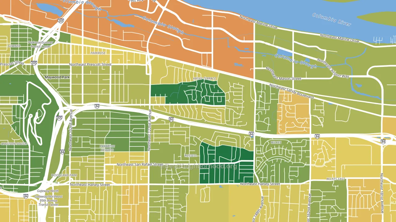 Argay, Portland, OR block-group voter-turnout map